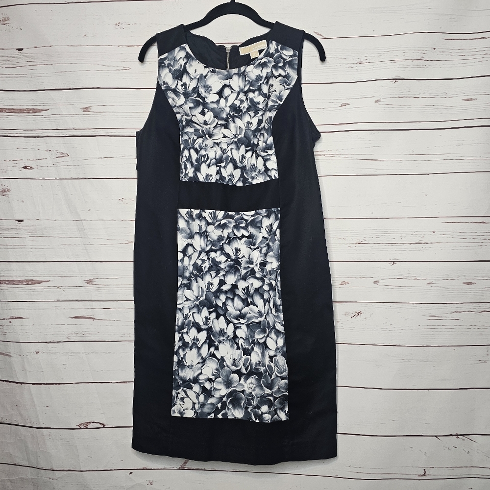 MICHAEL Michael Kors Black and White Colorblock Shift Dress
